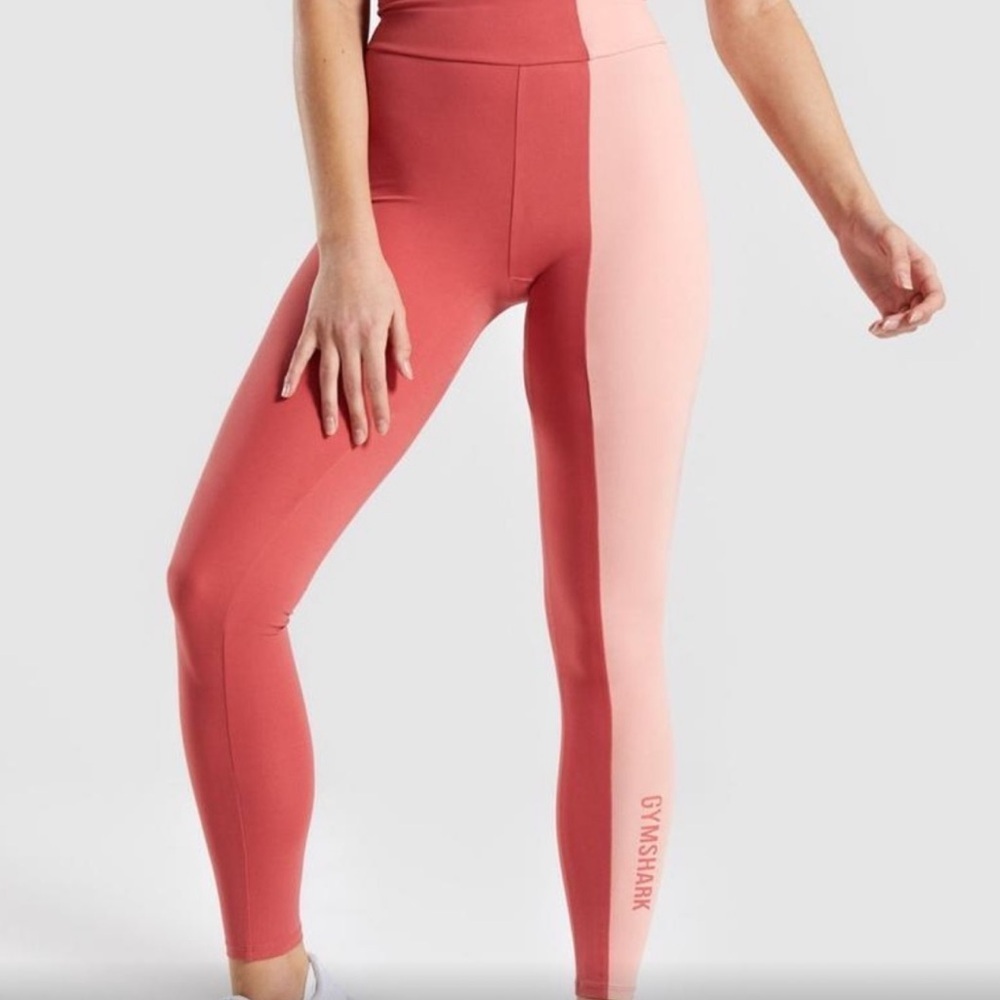 Gymshark Duo Peach Bellini Women's‎ Leggings Two Tone Activewear Yoga READ